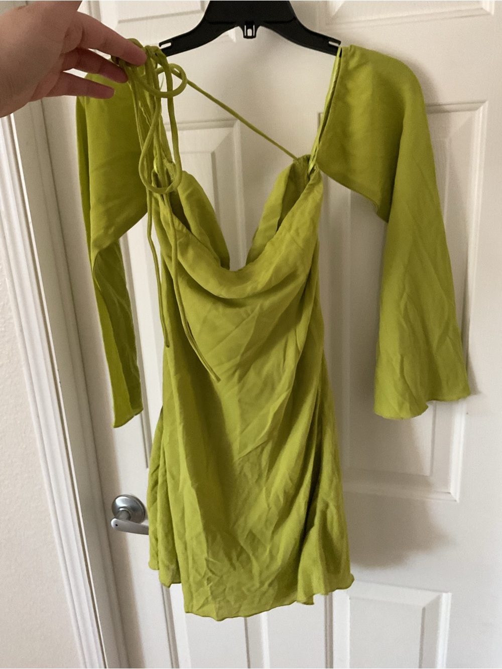Miss Lola Lime Green Off-Shoulder Mini Dress - Picture 8 of 8
